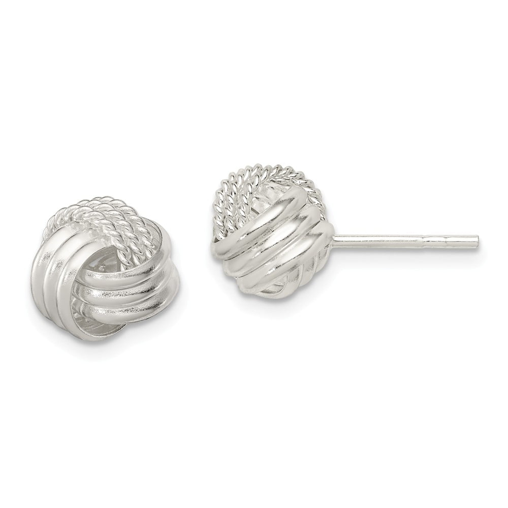 925 Sterling Silver Polished & Textured Twisted Dangle Earrings 