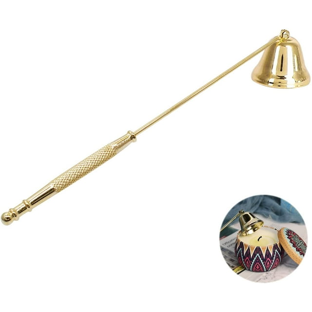 Candle Snuffer, Durable Candle Stopper Candle Extinguisher, Wick Snuffer Accessory with Long Handle for Putting Out Candle Flame, Scented Candles, Jar Candles Safely (Golden)