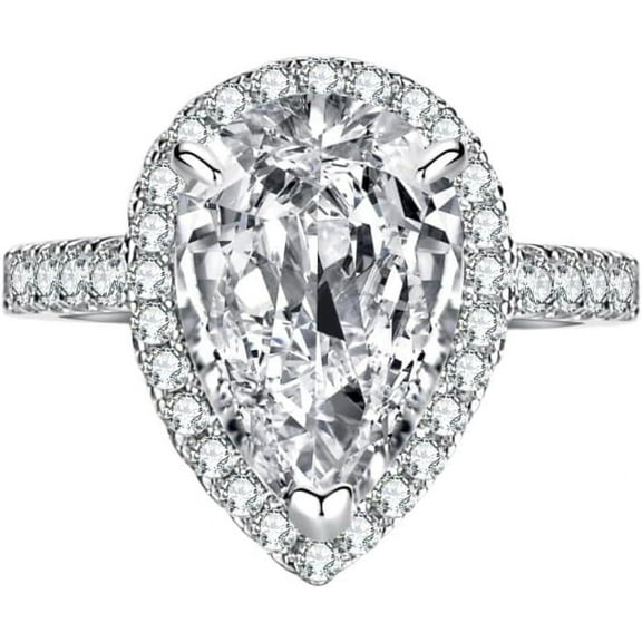 Pear Cut 4 Carat Moissanite Wedding Ring Set for Bridal Set D-Color Clarity 18K Moissanite Rings for Women Simulated Diamond Promise Ring Fiancee Lab Grown Diamond Engagement Rings Lady