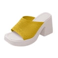 thumbnail image 5 of Rokment Women's Platform High Heels Dress Sandals 2026 Summer Trendy Casual Stretchy Mesh Open Square Toe Chunky Block Heeled Slip on Slides Dressy Slippers for Ladies Yellow Size 6, 5 of 7