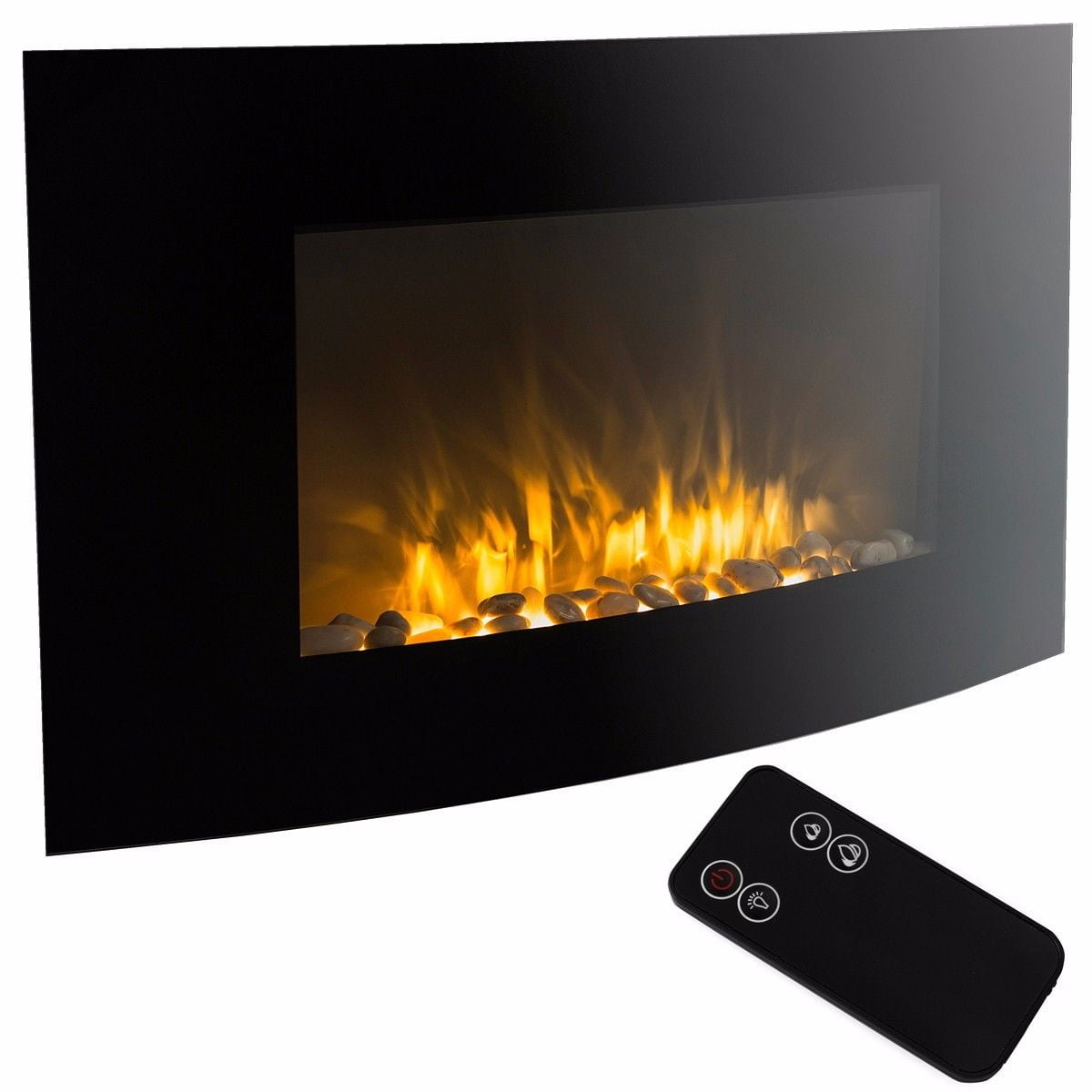 Barton 35 Electric Fireplace 1500w, 35 In Stainless Steel Electric Fireplace With Wall Mount And Remote Silver