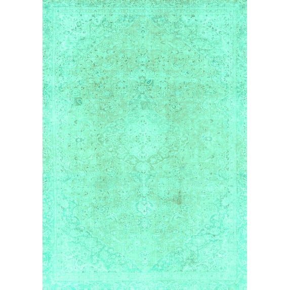 Ahgly Company Indoor Rectangle Abstract Turquoise Blue Modern Area Rugs, 7' x 9'