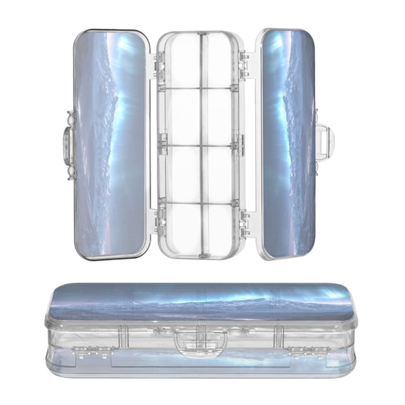 Plastic Pencil Box Large Capacity Pencil Boxes Clear Boxes with Snap-Tight Lid Stylish Office Supplies Storage Organizer Box Mountains under The Stars