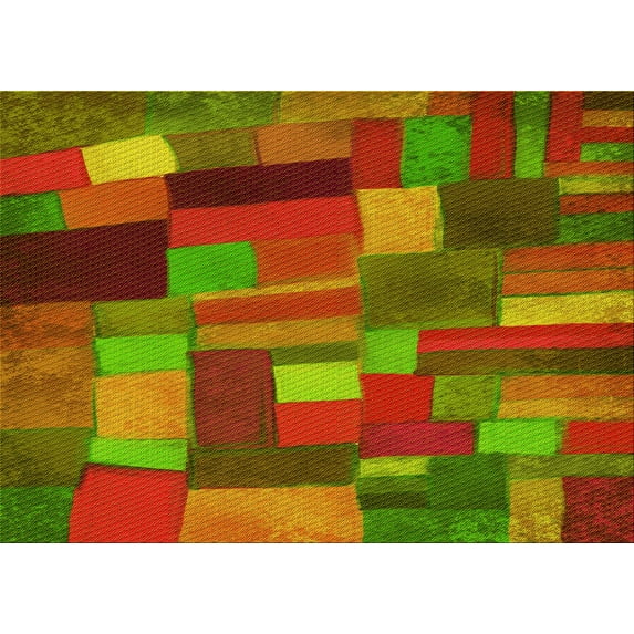 Ahgly Company Machine Washable Indoor Rectangle Transitional Dark Yellow Green Area Rugs, 7' x 10'