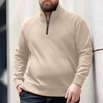 thumbnail image 2 of safuny Men's Crew Neck Sweatshirts Zipper Winter Thicken Big&Tall Shirts Big&Tall Solid Color Pullover Fashion Long Sleeve Tops Pockets Workout Casual Cotton Yellow L, 2 of 9