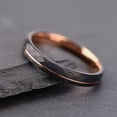 thumbnail image 2 of Tungsten Carbide Two-tone Ring Rose Gold and Black Diamond-cut Sandblasted Finish Unisex Tungsten Steel Couple Rings, 2 of 11