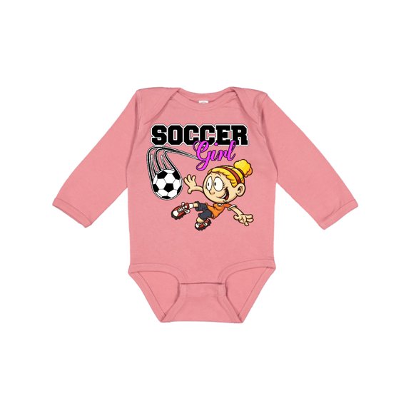 Inktastic Soccer Girl Girls Long Sleeve Baby Bodysuit