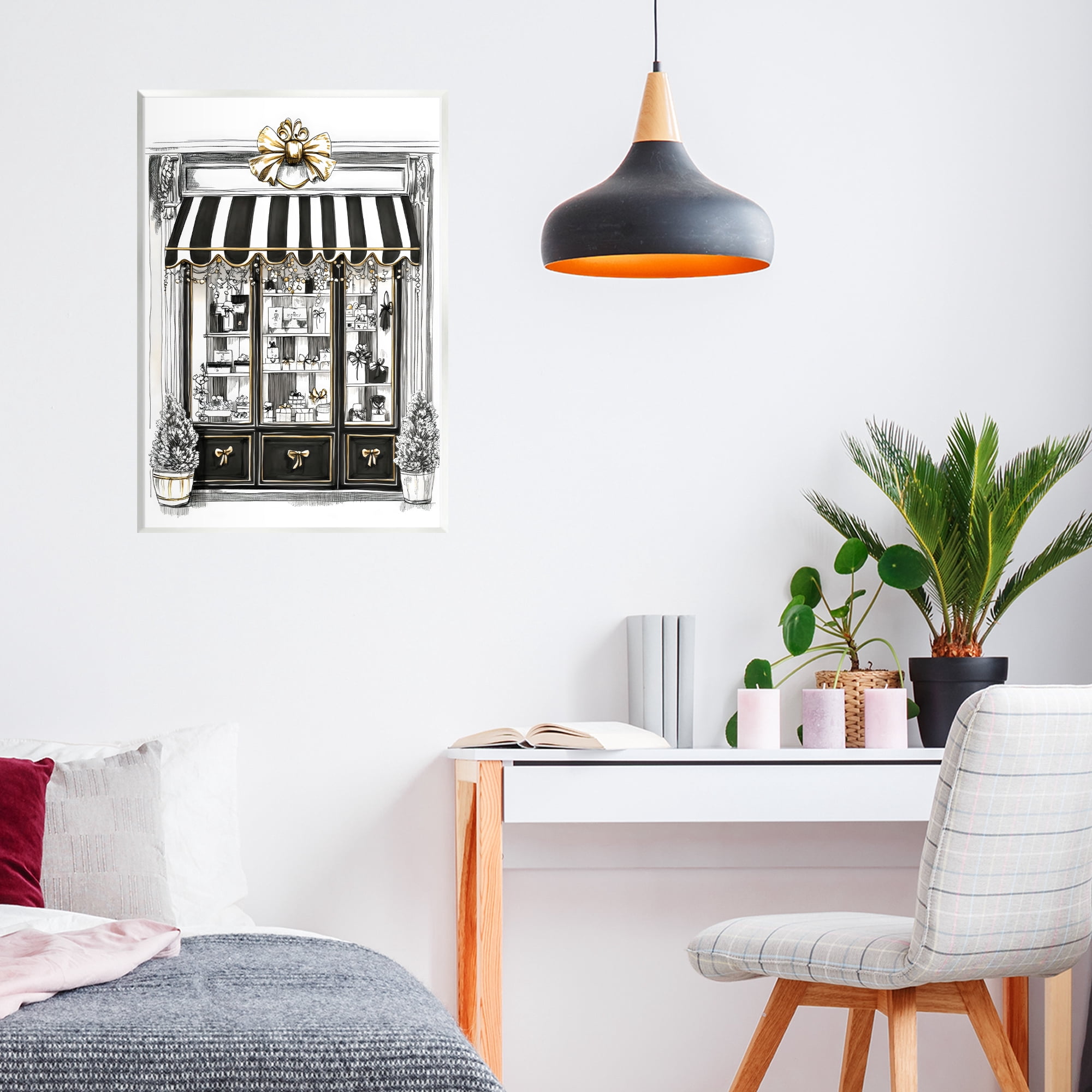 Stupell Industries Striped Paris Shop Facade Wall Plaque Art, design by Petal Prints Design