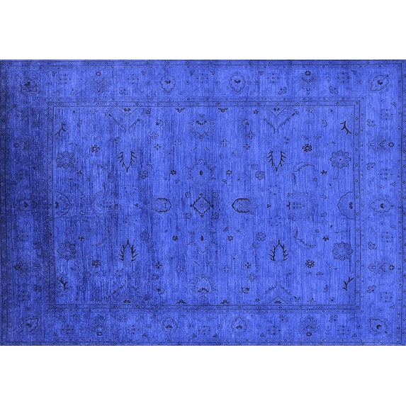 Ahgly Company Machine Washable Indoor Rectangle Oriental Blue Industrial Area Rugs, 6' x 9'