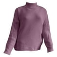 thumbnail image 6 of UJNDER Womens Knit Sweater Batwing Sleeve Roll Neck Europe America Style Cozy Winter Wear Purple S, 6 of 6