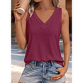 thumbnail image 5 of Women Eyelet Embroidery V Neck Beach Vacation Fashion Boho Sleeveless Tank Top Claret M, 5 of 5