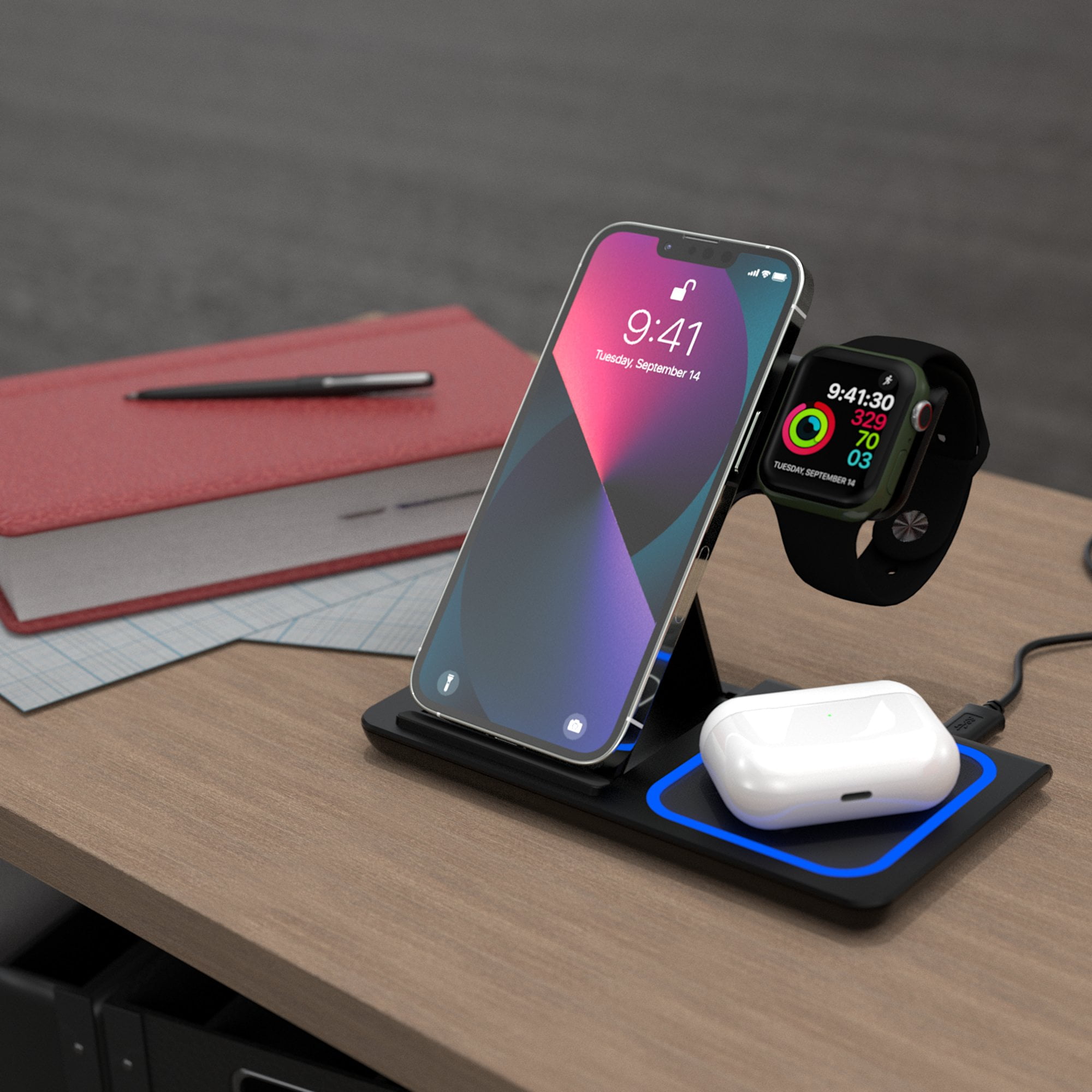 Keyscaper Baltimore Ravens 3-In-1 Wireless Charger