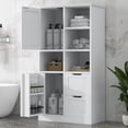 thumbnail image 3 of Nmkwnr 2 Doors Bathroom Cabinet with 2 Drawers, Freestanding Storage Cabinet with Open Shelve and Inner Shelf, White, 3 of 10