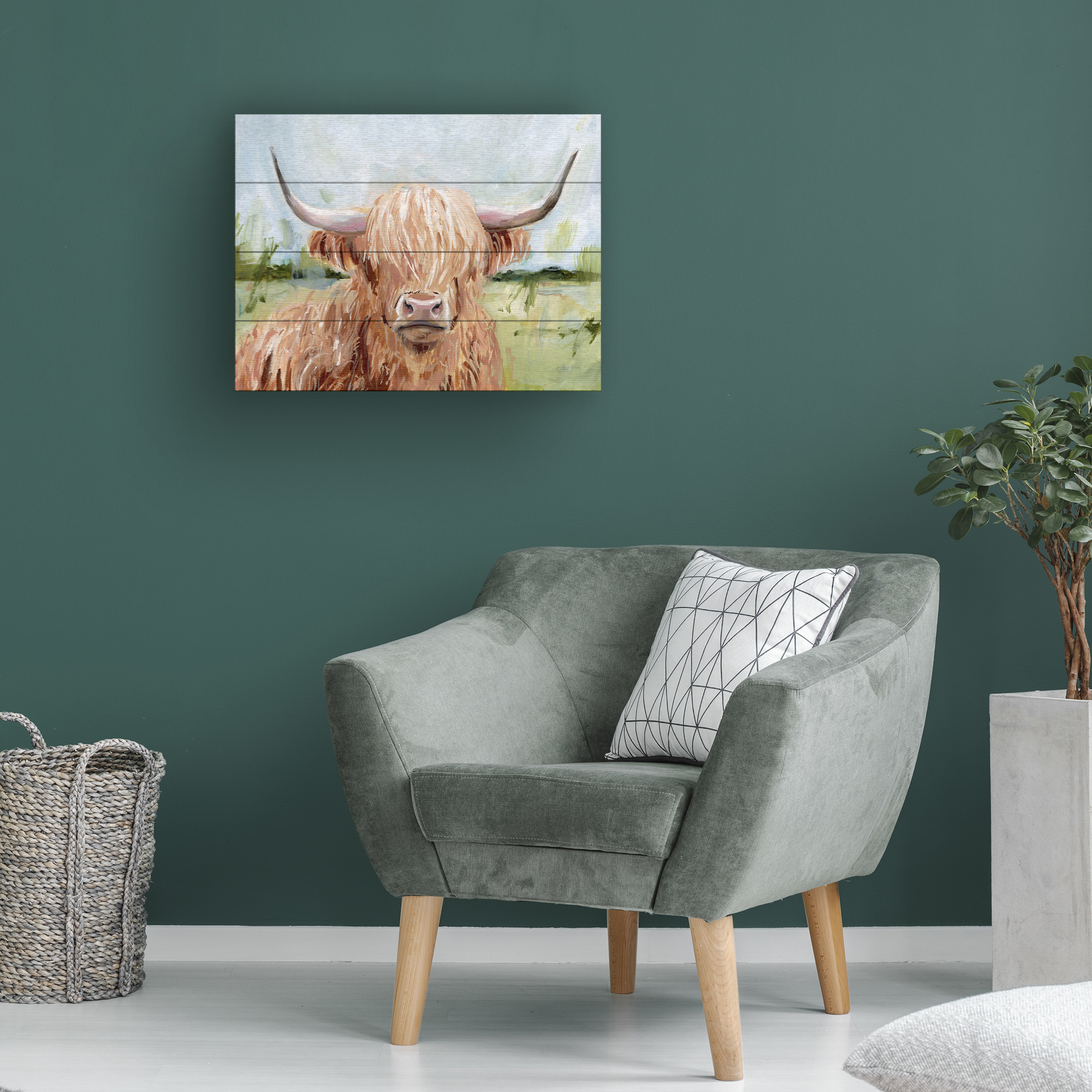 Victoria Borges 'Highland Grazer II' Wood Slat Art 12x16