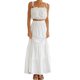 thumbnail image 1 of TRKIYQC Conjunto de 2 piezas estilo bohemio de playa para mujer, camisola corta con volantes y tiras de color sólido + falda larga para verano, blanco/naranja, S/M/L/XL TRKIYQC moderno, 1 of 9