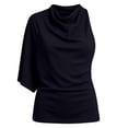 thumbnail image 4 of Dolkfu Elbow-Length Summer Tops for Women 2026 Black Refreshing Halter Pull-on Blouses & Tops Modern Romance Solid Black,L, 4 of 6