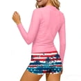 thumbnail image 2 of Jamicy Body Glove Swimwear for Girls 3-14 Years Long Sleeve Top with Swim Shorts Independence Day Print Rash Gurad Beach Swimsuit Set, 2 of 8