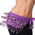 thumbnail image 6 of Uxcell Women's Belly Dance Hip Scarf with Sequins Triangle Wrap Skirts Waist Chain for Party Costume Performance Light Blue, 6 of 7