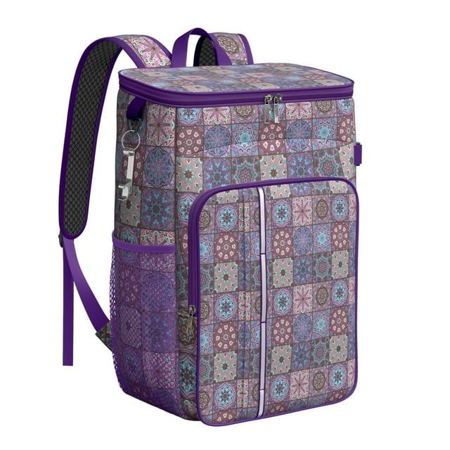 Geometric Pattern Cooler Backpack – Waterproof Insulated Backpack Cooler with Minimalist Style, Leak-Proof Design for Beach Days, Office, and Travel