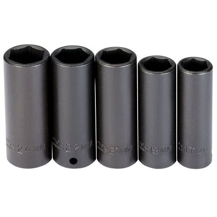 Proto 1/2In Drive 6Pt Deep Metric Impact Socket Set 5Pc