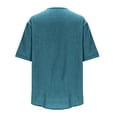 thumbnail image 4 of Women's Fashion Solid Button Shirt Female V-Neck Loose T-shirt Blouse, 4 of 5