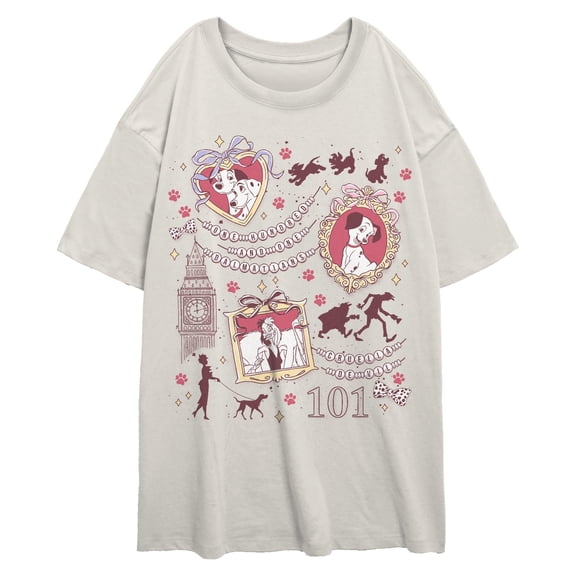 Juniors One Hundred and One Dalmatians Main Characters Love Portraits T Shirt