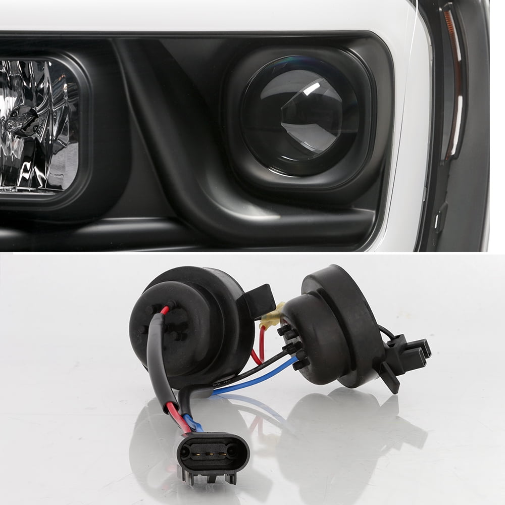 AKKON - For 2006-2008 Dodge RAM 1500 & 06-09 Dodge RAM 2500/3500 LED Daytime Running Lamp Bar Projector Headlights Black Combo