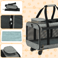thumbnail image 2 of Yacona Pet Carrier with Wheels for Cats and Dogs, Airline Approved Dog Carrier with Bowl, Pet Rolling Travel Bag with Handle, Gray, 2 of 8