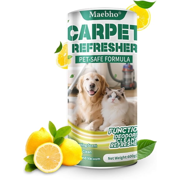 Carpet Deodorizer Freshener Powder for Pets - Pet Odor Eliminator for Urine, Feces & Vomit | Lemon Scent, Natural Ingredients Safe for Kids & Pets | 21 Oz