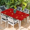 thumbnail image 2 of Christmas Red Table Cloths for 6 Foot Rectangle Tables, Yellow Reindeer Xmas Trees New Year Patio Waterproof Elastic Fitted Tablecloths, Washable Rectangular Table Cover for Camping, 2 of 8