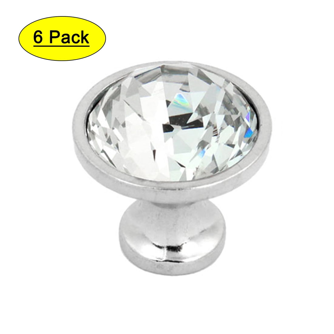 Uxcell 6pcs Sparkle Plastic Crystal Cabinet Drawer Door Round Knob Pull Handle