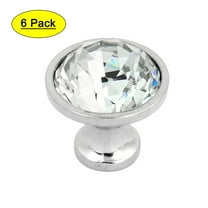 Unique Bargains 6Pcs Sparkle Plastic Crystal Furniture Drawer Door Round Knob Pull Handle
