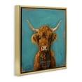 thumbnail image 4 of Stupell Industries Highland Cow on Blue Animals Painting Gold Floater Framed Canvas Art Print Wall Art, 18 x 18, 4 of 10
