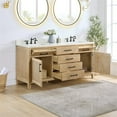 thumbnail image 4 of Solana 72" Wood Vanity in Weathered Fir Calacatta White Quartz Top no Mirror, 4 of 14