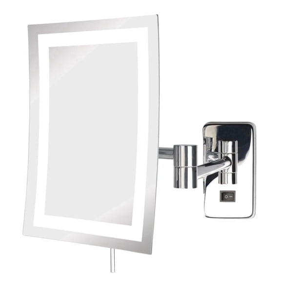Jerdon Rectangular Wall Mount Makeup Mirror with 5X Magnification- Direct Wire Makeup Mirror with LED Lights - Chrome Finish - Model JRT710CLD