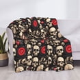 thumbnail image 3 of Yiaed rock record Skull Print Blanket Throw Blanket Soft Cozy Flannel Blanket for Home Bed Sofa Couch Chair-40"x30", 3 of 6