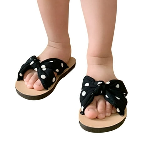 

JDEFEG Girls Age 11 Slippers Children Slippers Fashion Soft Sponge Comfortable Soft Casual Indoor and Outdoor Polka Dot Printed Fabric Sandals Outdoor Girl Black 28