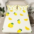 thumbnail image 2 of Feelyou Yellow Lemon Child Twin Sheet Sets, Cartoon Fresh Fruit Twin Fitted Sheet, Yummy Food Flat Sheet, Lightweight Room Decor, 3 Pieces, 2 of 7