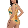 thumbnail image 4 of Sikiie Love Carrot Print Women One Piece Swimsuits Tummy Control One Shoulder Bathing Suits Ruffle Swimwear, From S to XXL-Large, 4 of 6