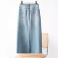 thumbnail image 3 of Women'S Light Wash Denim Skirt 2025 New High Waist A-Line Bodycon Midi Summer Skirt Slim Fit Casual Streetwear Fashion Must Have, 3 of 6
