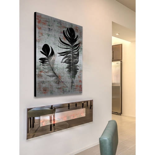 Parvez Michel Inc Parvez Taj - Black Feathers Painting Print on Brushed Aluminum