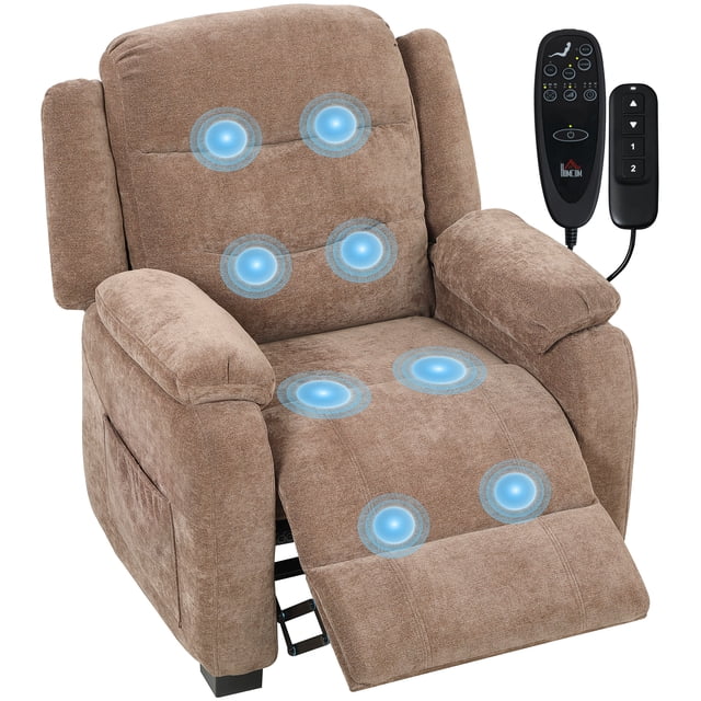 HOMCOM Power Recliner Chair with Massage, Recliner with Quiet Motor, Brown