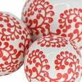 thumbnail image 3 of Sagebrook Home Ceramic Set of 3 Fern Orbs, 4/5/6" White/red, 3 of 6