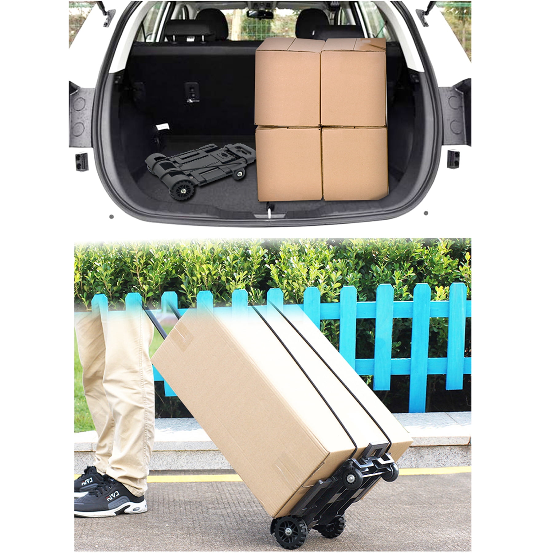 Vehipa Folding Hand Truck Heavy Duty 110 lbs Loading Capacity 4 Wheel Dolly