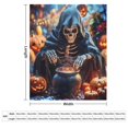 thumbnail image 2 of Manta supersuave de franela de microfibra con diseño de calabaza, esqueleto y calavera de mago para Halloween, ideal para sofá cama, sofá cama, mullida y cálida, de 101 x 127 cm., 2 of 8