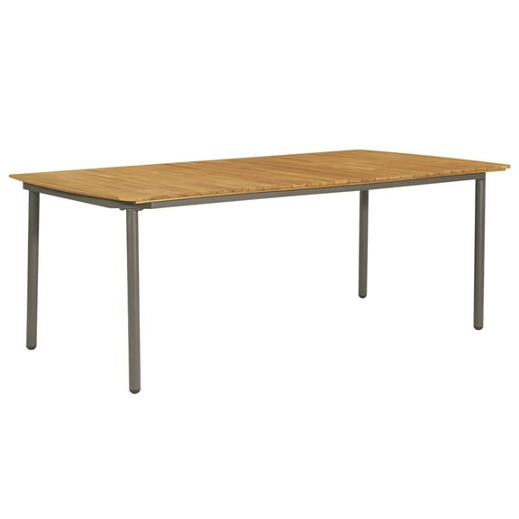 vidaXL Garden Table 78.7"x39.4"x28.3" Solid Acacia Wood and Steel, 47297