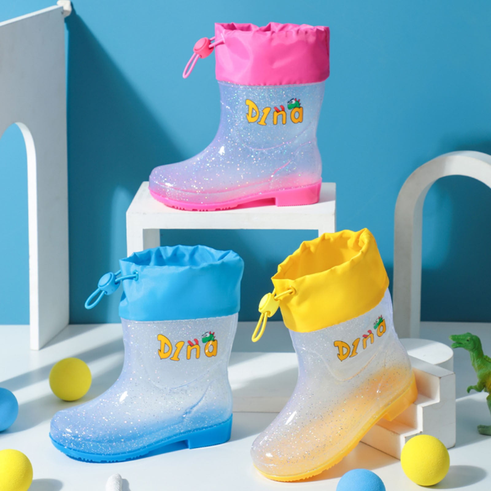 Ubuy Hibigo Rain Boots Rain Boots Girls Knit Boots Mini Girls