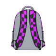 thumbnail image 3 of Purple and Black Wavy Checkered Backpack for School, Cute School Bag with Adjustable Shoulder Straps and Padded Back, 15.3"x11"x6.7", 3 of 5