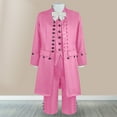 thumbnail image 2 of Hinvhai Men's Medieval Costume Role Playing Halloween Stage Costume Medium length Retro Set Long Sleeve Stand Collar Top/Shirt Set 1PC Coat+1PC Vest+1PC Shirt+1PC Pants+1PC Tie Pink XS(XS), 2 of 9