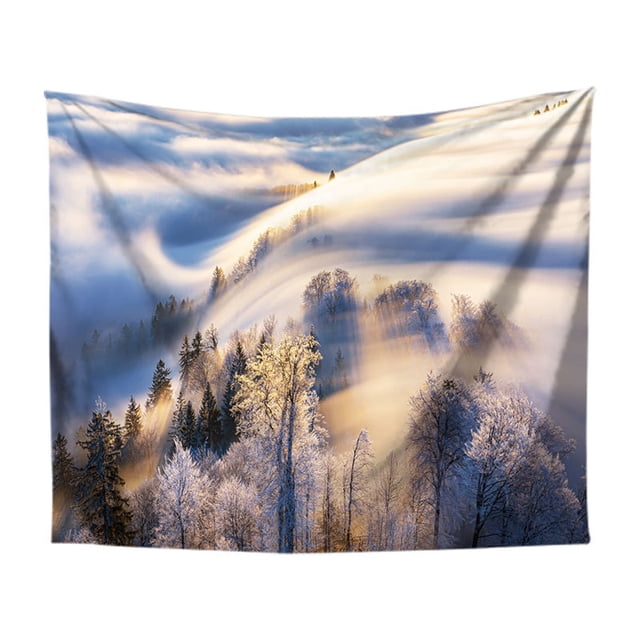 Tapiz de microtela con paisajes naturales, nieve y montaña, 150 x 150 cm